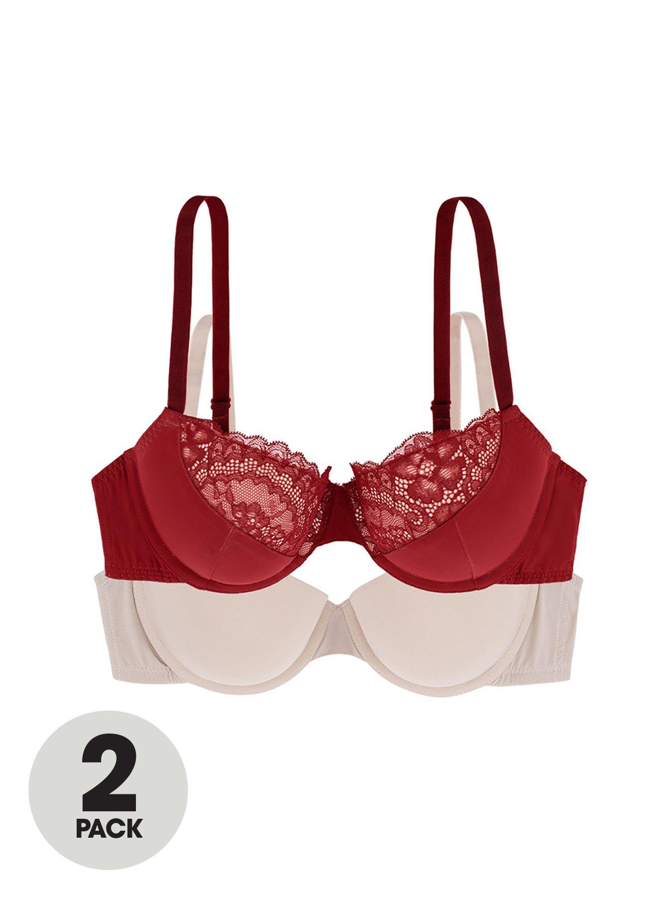 Details about / Red Bra Breathable Cotton Girls Non Wired Full Coverage Woman Blended